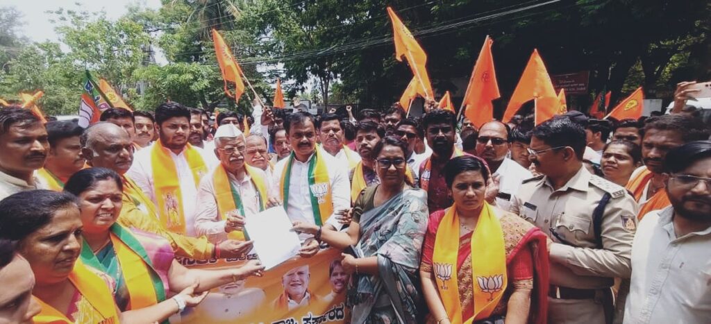 ಆರೋಪಿಗೆ ಕಠಿಣ ಶಿಕ್ಷೆ ವಿಧಿಸಲು ಆಗ್ರಹಿಸಿ ಬಿಜೆಪಿ ಪ್ರತಿಭಟನೆ