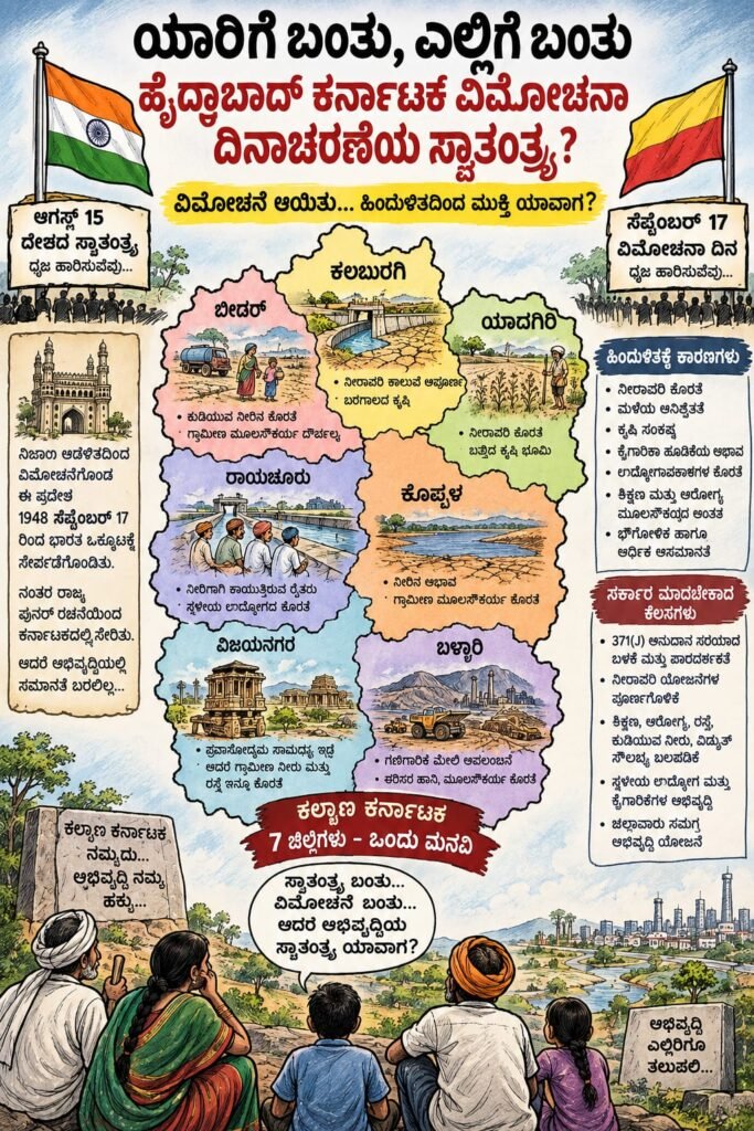 ಯಾರಿಗೆ ಬಂತು? ಎಲ್ಲಿಗೆ ಬಂತು? ಹೈ.ಕ ವಿಮೋಚನಾ ದಿನಾಚರಣೆ ಸ್ವಾತಂತ್ರ್ಯ?